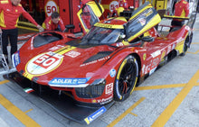Indlæs billede til gallerivisning FERRARI 499P 3.0L TURBO V6 TEAM FERRARI AF CORSE N 50 WINNER 24h LE MANS 2024 ANTONIO FUOCO - MIGUEL MOLINA - NICKLAS NIELSEN - WITH SHOWCASE - CON VETRINA RED YELLOW BLACK 1:12