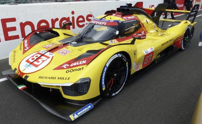 FERRARI 499P 3.0L TURBO V6 TEAM AF CORSE N 83 24h LE MANS 2024 ROBERT KUBICA - ROBERT SHWARTZMAN - YIFEI YE YELLOW RED 1:12