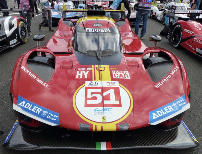 FERRARI 499P 3.0L TURBO V6 TEAM FERRARI AF CORSE N 51 3rd 24h LE MANS 2024 ALESSANDRO PIER GUIDI - JAMES CALADO - ANTONIO GIOVINAZZI RED YELLOW BLACK 1:18
