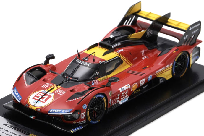 FERRARI 499P 3.0L TURBO V6 TEAM FERRARI AF CORSE N 51 3rd 24h LE MANS 2024 ALESSANDRO PIER GUIDI - JAMES CALADO - ANTONIO GIOVINAZZI RED YELLOW BLACK 1:43