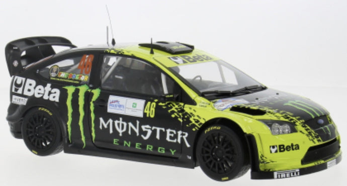 Ford FOCUS RS WRC08 #46 VALENTINO ROSSI/CASSINA RALLY MONZA 2009 sort/gul 1:18