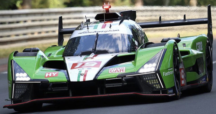 LAMBORGHINI SC63 3.8L V8 TURBO TEAM LAMBORGHINI IRON LYNX N 19 24h LE MANS 2024 ROMAIN GROSJEAN - MATTEO CAIROLI - ANDREA CALDARELLI GREEN WHITE BLACK 1:43