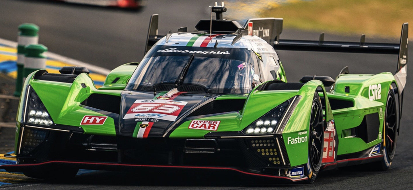 LAMBORGHINI SC63 3.8L V8 TURBO TEAM LAMBORGHINI IRON LYNX N 63 24h LE MANS 2024 DANIIL KVYAT - MIRKO BORTOLOTTI - EDOARDO MORTARA GREEN WHITE 1:43