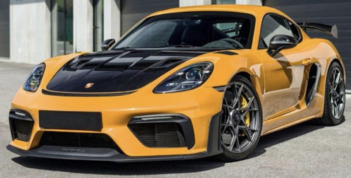 Porsche CAYMAN GT4 RS - WEISSACH BAHAMA YELLOW PACK 2023 mørk gul/sort 1:18