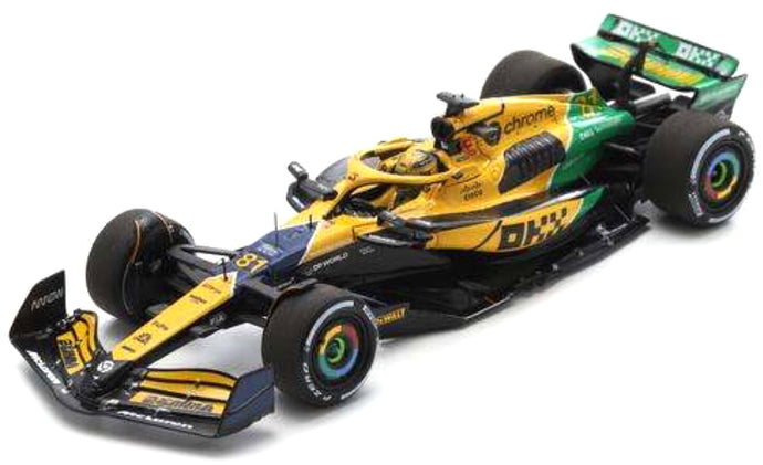 Mclaren MCL 38 #81 OSCAR PIASTRI 2nd MONACO GP - SENNA 30th ANNIVERSARY LIVERY 2024 gul/blå/grøn 1:43