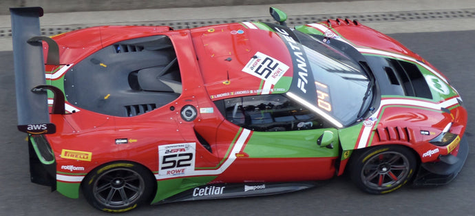 FERRARI 296 GT3 3.0L TWIN TURBO V6 TEAM AF CORSE N 52 24h SPA 2024 ANDREA BERTOLINI - JEF MACHIELS - LOUIS MACHIELS - TOMMASO MOSCA RED GREEN 1:43