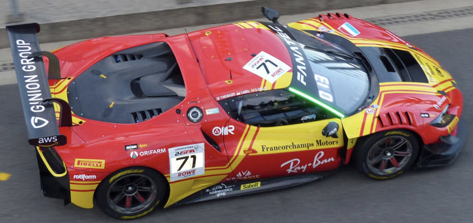 FERRARI 296 GT3 3.0L TWIN TURBO V6 TEAM AF CORSE N 71 24h SPA 2024 DAVID VIDALES – VINCENT ABRIL – THOMAS NEUBAUER RED YELLOW 1:43