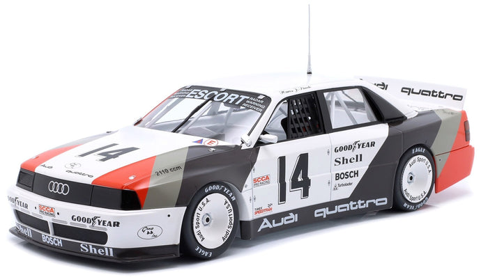 AUDI 200 QUATTRO TEAM AUDI SPORT N 14 WINNER CLEVERLAND TRANS-AM 1988 HANS JOACHIM STUCK WHITE GREY RED 1:18