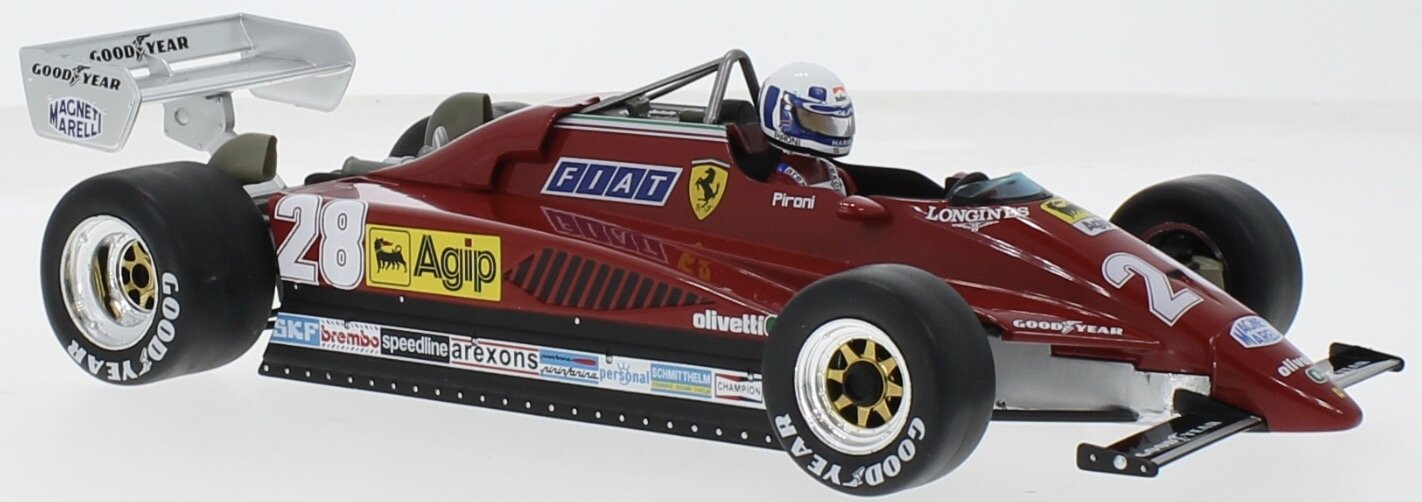 Ferrari 126 C2 #28 D.PIRONI 2nd GP MONACO 1982 rød/krom 1:18