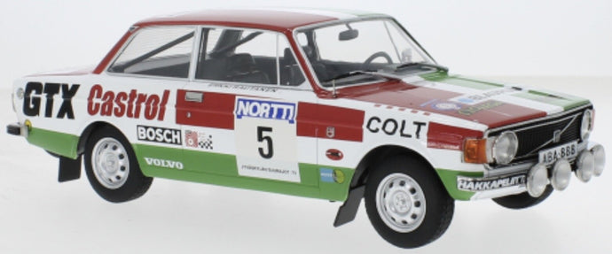 VOLVO 142 CASTROL GTX (night version) N 5 RALLY 1000 LAKES 1973 HANNU MIKKOLA - ERKKI RAUTANEN WHITE RED GREEN 1:18