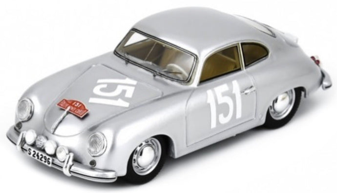 PORSCHE 356 COUPE N 151 RALLY MONTECARLO 1955 CARSTEN JOHANSSON - GUNNAR JENSEN SILVER 1:43
