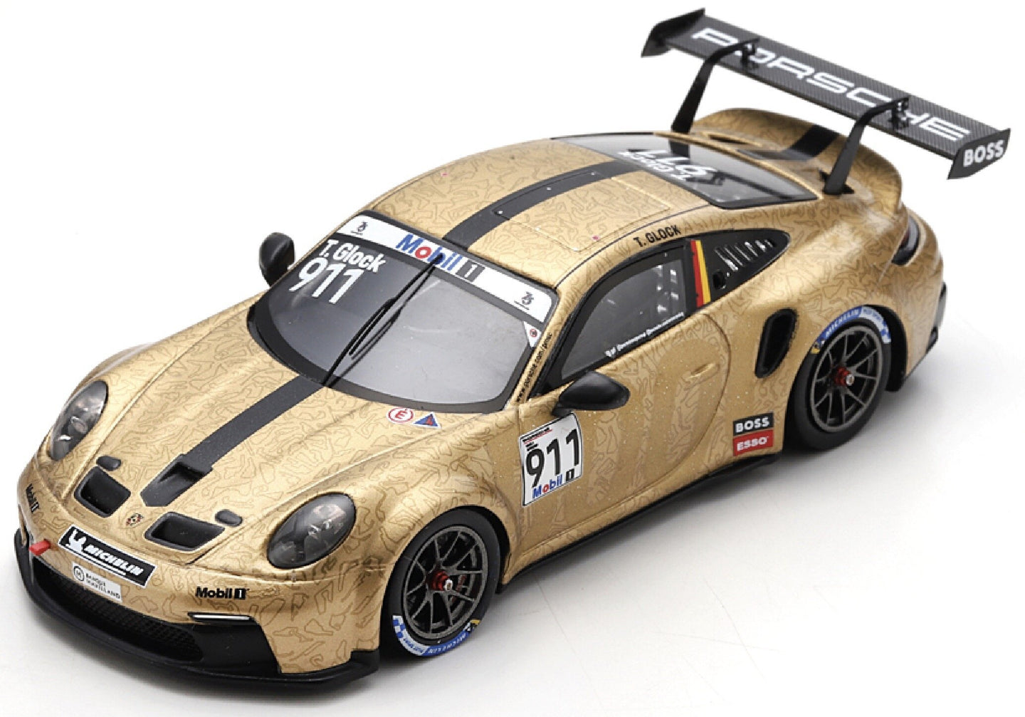 PORSCHE 911 992 GT3 CUP TEAM PORSCHE MOTORSPORT N 911 PORSCHE SUPERCUP SEASON 2023 TIMO GLOCK GOLD BLACK 1:43