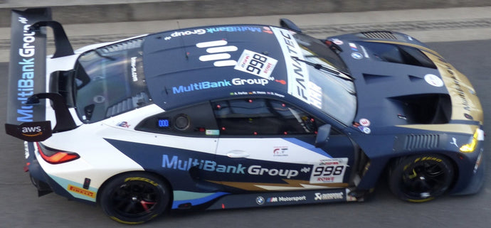BMW M4 GT3 #998 FARFUS/HARPER/HESSE 6th 24H SPA 2024 mørk blå/hvid/guld 1:43