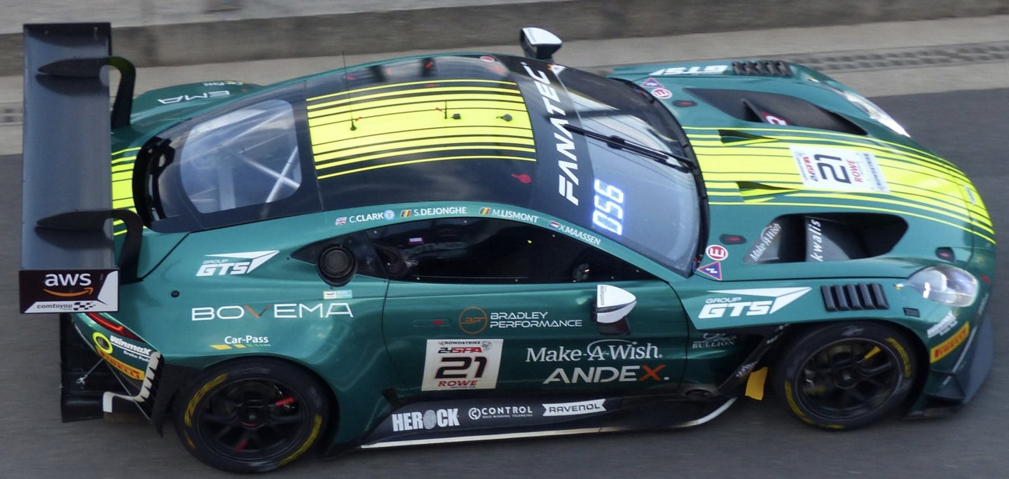 Aston Martin VANTAGE AMR GT3 EVO #21 CLARK/LISMONT/MAASSEN/DEJONGHE 24H SPA 2024 mørk grøn/guld 1:43