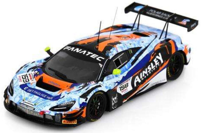 Mclaren 720S GT3 EVO #158 SANSOM/SALKELD/BALDWIN/KJAERGAARD 24H SPA 2024 blå/orange/sort 1:43