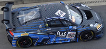 Indlæs billede til gallerivisning Audi R8 LMS GT3 EVO II #66 MUKOVOZ/NESOV/PEREIRA/HOFER WINNER BRONZE CLASS 24H SPA 2024 sort/blå/grå 1:43