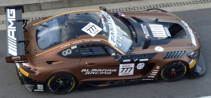 MERCEDES BENZ AMG GT3 EVO 6.2L V8 TEAM ALMANAR GETSPEED RACING N 777 WINNER GOLD CLASS 24h SPA 2024 AL FAISAL AL ZUBAIR - DOMINIK BAUMANN - PHILIP ELLIS - MIKAEL GRENIER BROWN BLACK 1:43