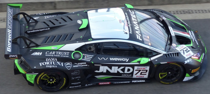 LAMBORGHINI HURACAN GT3 EVO2 5.2L V10 TEAM BARWELL MOTORSPORT N 72 3rd BRONZE CLASS 24h SPA 2024 MATTIA MICHELOTTO - GABRIEL RINDONE - PATRICK KUJALA - CASPER STEVENSON BLACK GREEN 1:43