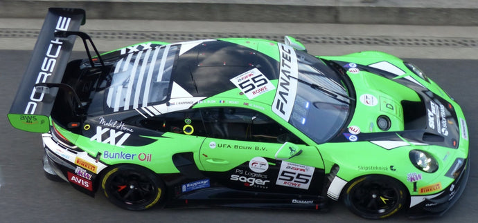 Porsche 911 GT3 R (992) #55 RAPPANGE/BLOM/NAKKEN/NOUET 2nd SILVER CLASS 24H SPA 2024 grøn/sort 1:43