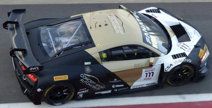 AUDI R8 LMS GT3 EVO II 5.2L V10 TEAM CSA RACING N 111 24h SPA 2024 ARTHUR ROUGIER - STEVEN PALETTE - ROMAIN CARTON - ADAM ETEKI BLACK BEIGE WHITE 1:43