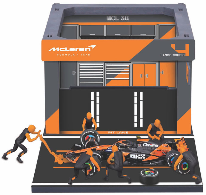 Mclaren MCL 38 #4 LANDO NORRIS 2024 - PIT PASS SET orange/sort 1:43 fra Burago