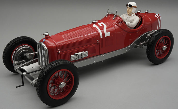 Alfa Romeo P3 TIPO B #12 TAZIO NUVOLARI FRENCH GP 1932 + FIGUUR rød 1:18