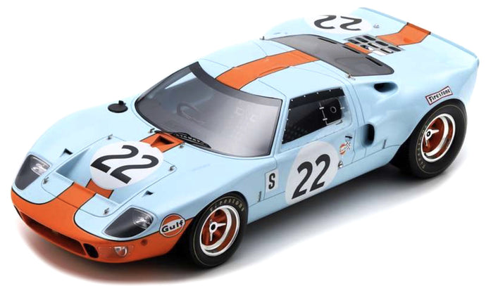 FORD USA GT40 4.9L V8 TEAM JW AUTOMOTIVE ENGINEERING N 22 WINNER SEBRING 1969 JACKY ICKX - JACKIE OLIVER LIGHT BLUE ORANGE 1:18