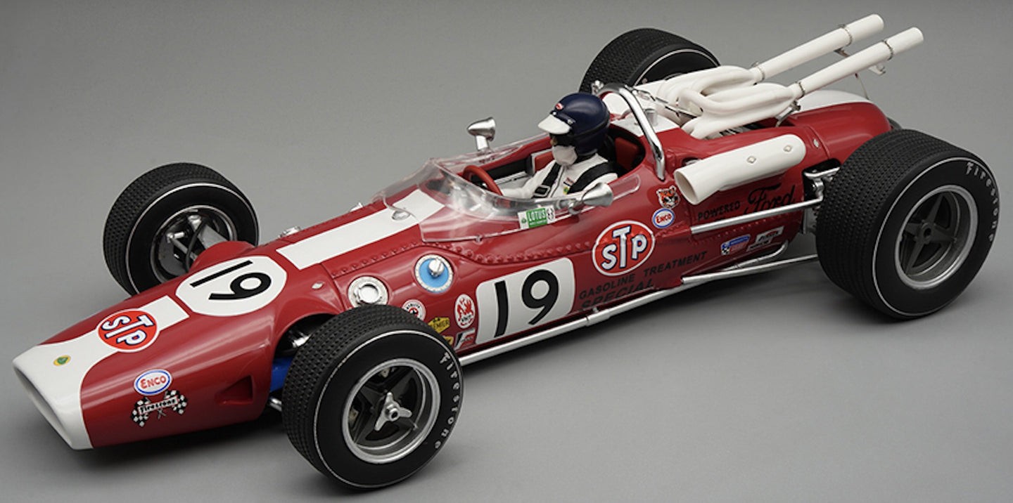 Lotus 38 #19 JIM CLARK 2nd PLACE INDY 500 1966 + FIGUUR rød/hvid 1:18