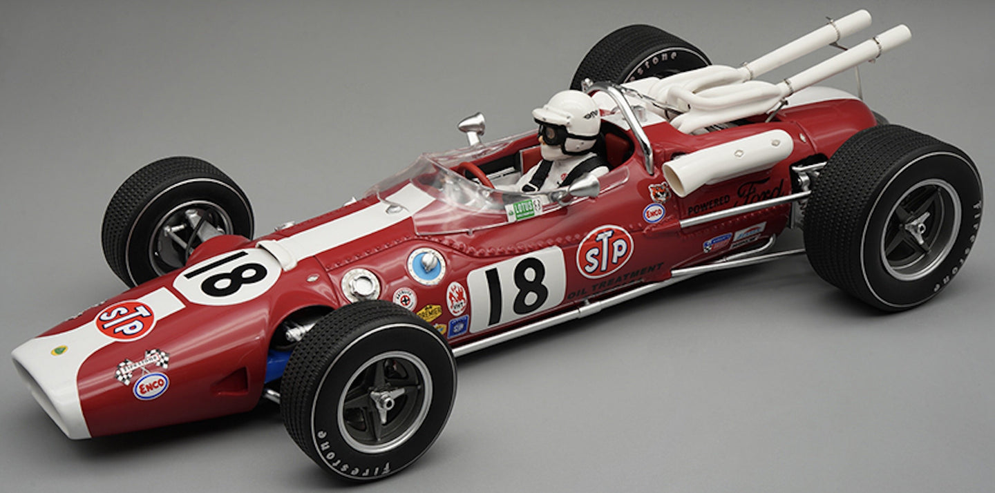 Lotus 38 #18 AL UNSER INDY 500 1966 + FIGUUR rød/hvid 1:18