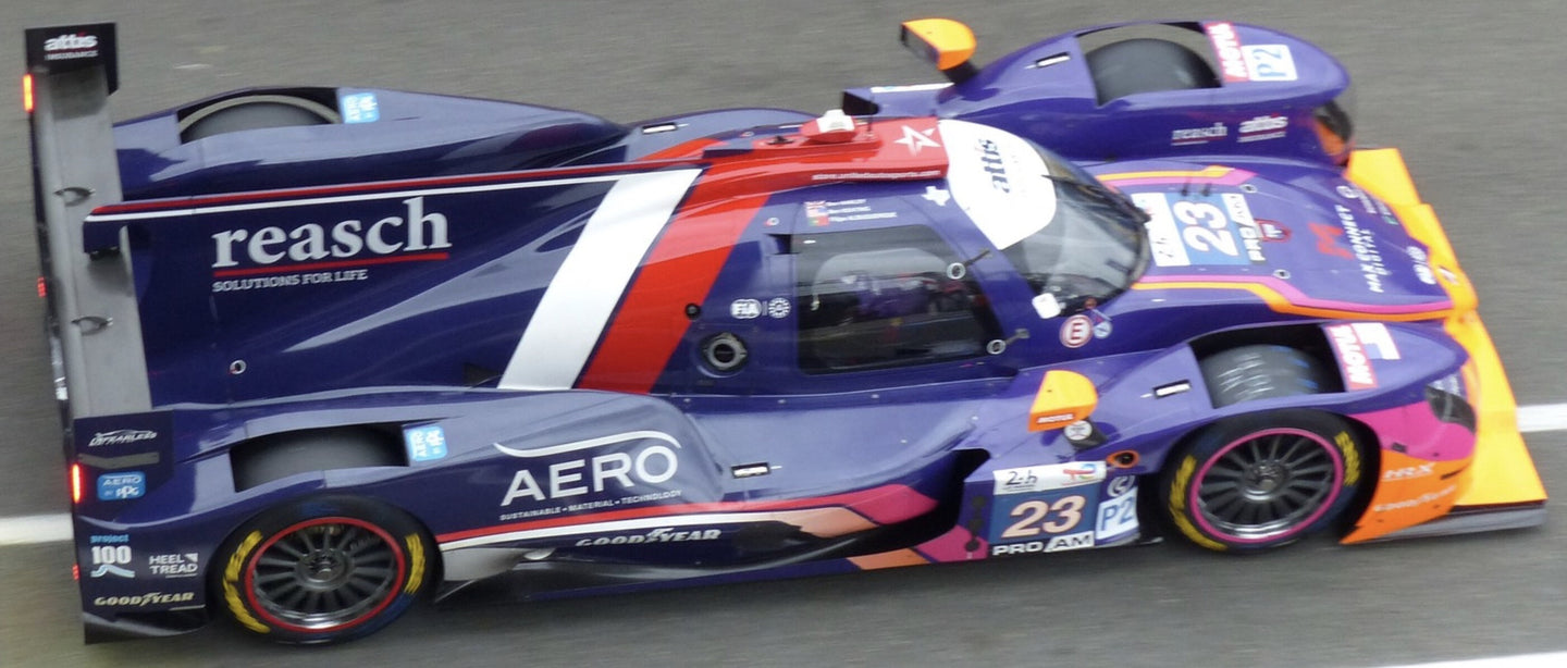 Oreca 07 - GIBSON #23 KEATING/A;BUQUERQUE/HANLEY 24H LE MANS 2024 lilla/rød/hvid 1:18
