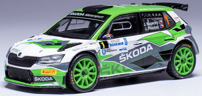 Skoda FABIA RALLY2 EVO #1 KOPECKY/HLOUSEK WINNER RALLY BOHEMIA 2021 hvid/grøn/grå 1:43