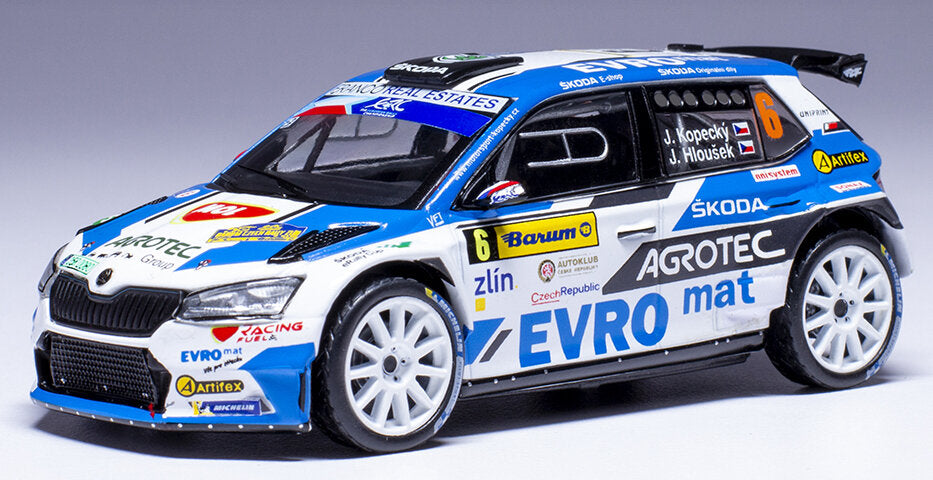 Skoda FABIA RALLY2 EVO #6 KOPECKY/HLOUSEK WINNER BARUM CZECH RALLY ZLIN 2021 blå/hvid 1:43