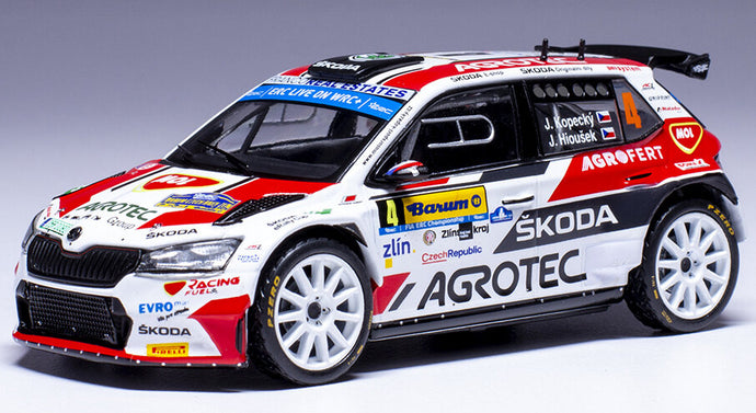 SKODA FABIA RALLY2 EVO TEAM AGROTECH SKODA N 4 WINNER RALLY BARUM 2022 JAN KOPECKY - JAN HLOUSEK WHITE RED BLACK 1:43