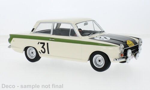 Ford CORTINA LOTUS #31 ICKX/STAEPELAERE MARATON DE LA ROUTE 1966 creme/sort/grøn 1:18