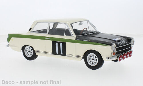 FORD ENGLAND LOTUS CORTINA MKI N 11 WINNER RAC RALLY 1966 BENGT SODERSTROM - GUNNAR PALM WHITE BLACK 1:18