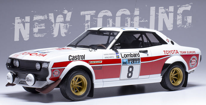 Toyota CELICA 2000 GT (RA21) #8 MIKKOLA/HERTZ RAC RALLY 1977 hvid/rød/sort 1:18