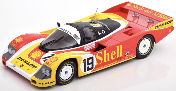 Porsche 962C #19 ANDRETTI/ANDRETTI/ANDRETTI 24H LE MANS 1988 rød/gul/hvid 1:18