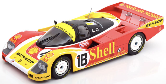 Porsche 962C #18 WOLLEK/SCHUPPAN/MERWE 24H LE MANS 1988 rød/gul/hvid 1:18