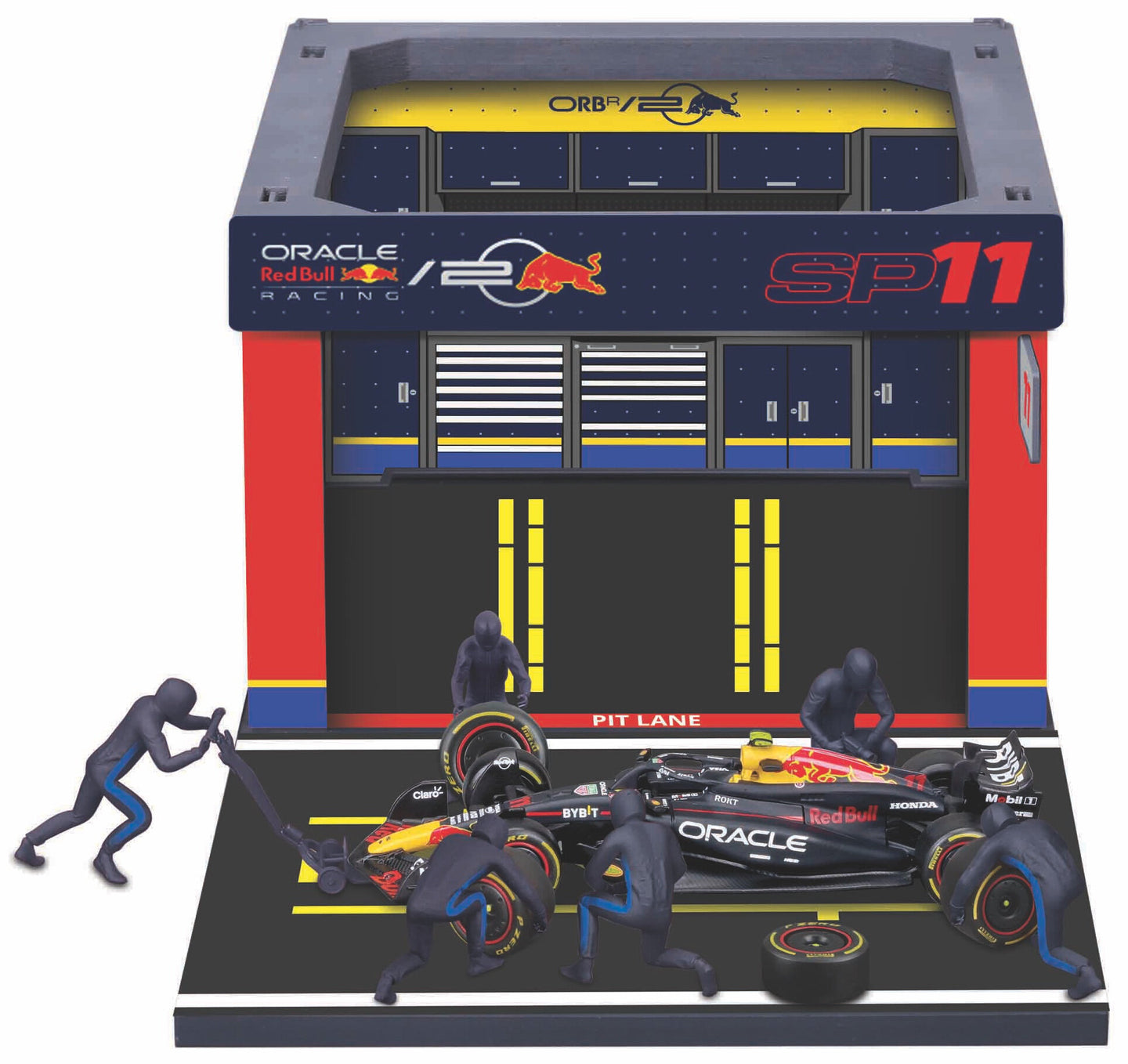 Red Bull RB19 #11 SERGIO PEREZ 2023 - PIT PASS SET mørk blå/rød/gul 1:43 fra Burago