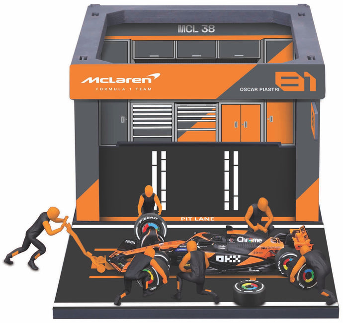 Mclaren MCL 38 #81 OSCAR PIASTRI 2024 - PIT PASS SET orange/sort 1:43 fra Burago