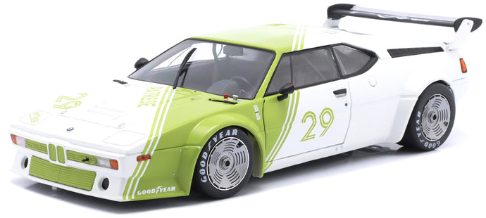 BMW M1 M88 3.5L TEAM BMW MOTORSPORT N 29 PROCAR SERIES IMOLA ITALY 1980 RICCARDO PATRESE WHITE GREEN 1:18