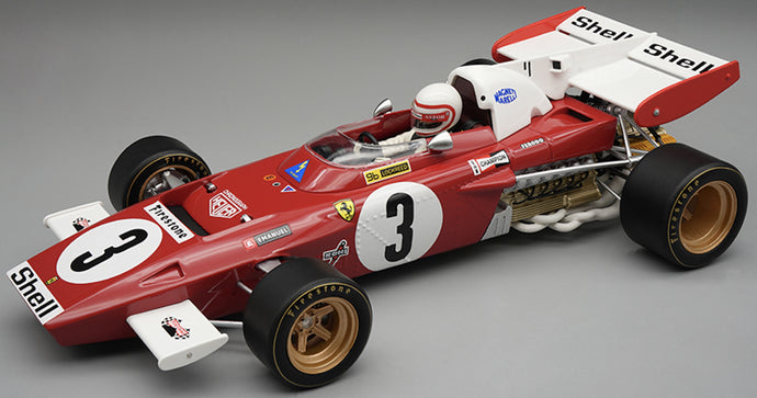 Ferrari 312 B2 F1 #3 CLAY REGAZZONI DUTCH GP ZANDVOORT 1971 + FIGUUR (with showcase) rød/hvid 1:18