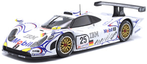 PORSCHE 911 GT1-98 3.2L TURBO TEAM PORSCHE AG MOBIL-1 N 25 2nd 24h LE MANS 1998 UWE ALZEN - JORG MULLER - BOB WOLLEK WHITE BLUE RED 1:18
