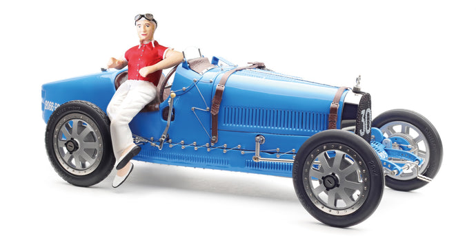 BUGATTI T35 N 30 WITH DRIVER FIGURE 1924 BLUE