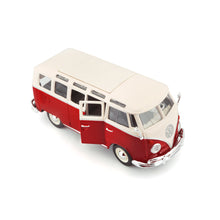 Indlæs billede til gallerivisning VW T2 VAN SAMBA 1962 RED W/WHITE ROOF 1:25