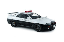 Indlæs billede til gallerivisning NISSAN SKYLINE 34 GT-R (BNR34) JAPAN POLICE 2019 WHITE BLACK 1:18