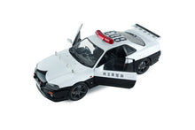 Indlæs billede til gallerivisning NISSAN SKYLINE 34 GT-R (BNR34) JAPAN POLICE 2019 WHITE BLACK 1:18