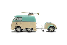 Indlæs billede til gallerivisning VOLKSWAGEN T1 VAN KOOL COMBI WITH TRAILER 1950 LIGHT BLUE WHITE 1:18