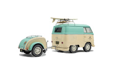 Indlæs billede til gallerivisning VOLKSWAGEN T1 VAN KOOL COMBI WITH TRAILER 1950 LIGHT BLUE WHITE 1:18