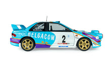 Indlæs billede til gallerivisning SUBARU IMPREZA WRC99 TEAM BELGACOM (night version) N 2 4th RALLY BELGIUM WESTHOEK YPRES 1998 JEAN MARC FORTIN - GREGOIRE DE MEVIUS LIGHT BLUE WHITE 1:18